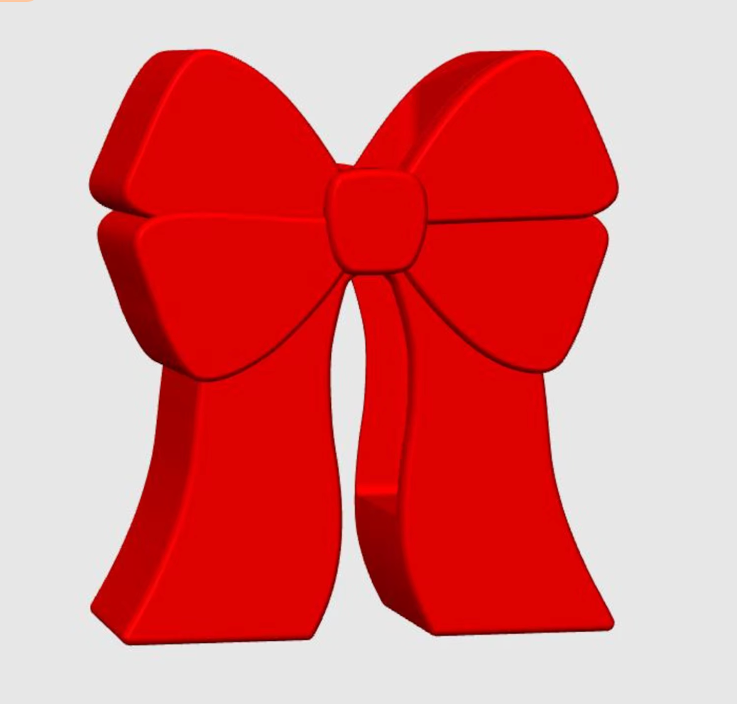 Red bow-shaped soap dispenser model on a light gray background