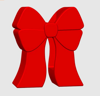 Red bow-shaped soap dispenser model on a light gray background