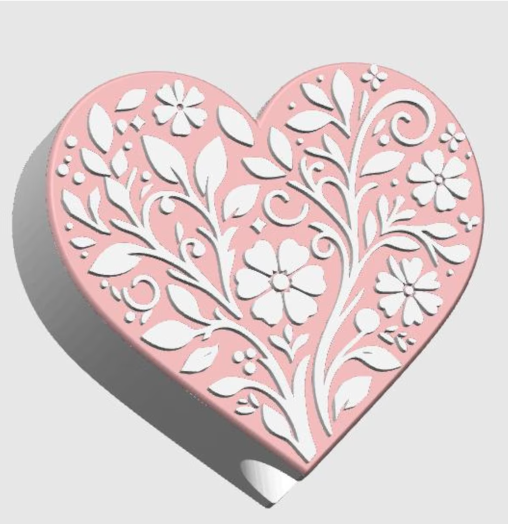 Decorative heart-shaped straw topper floral patterns on a light gray background