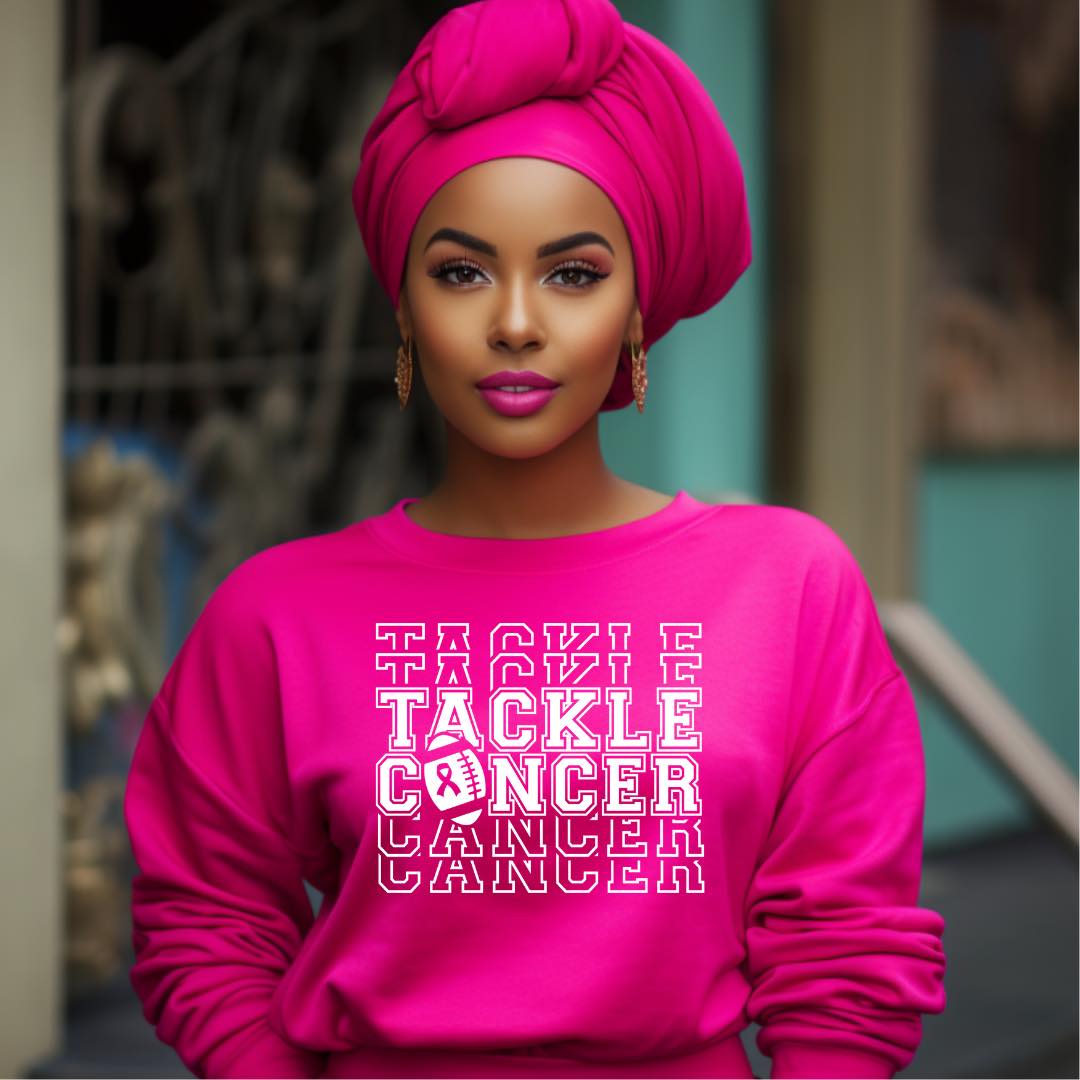 Tackle Cancer Football Crewneck Sweater Unisex - Prominent StylS of Sorts- PSS!