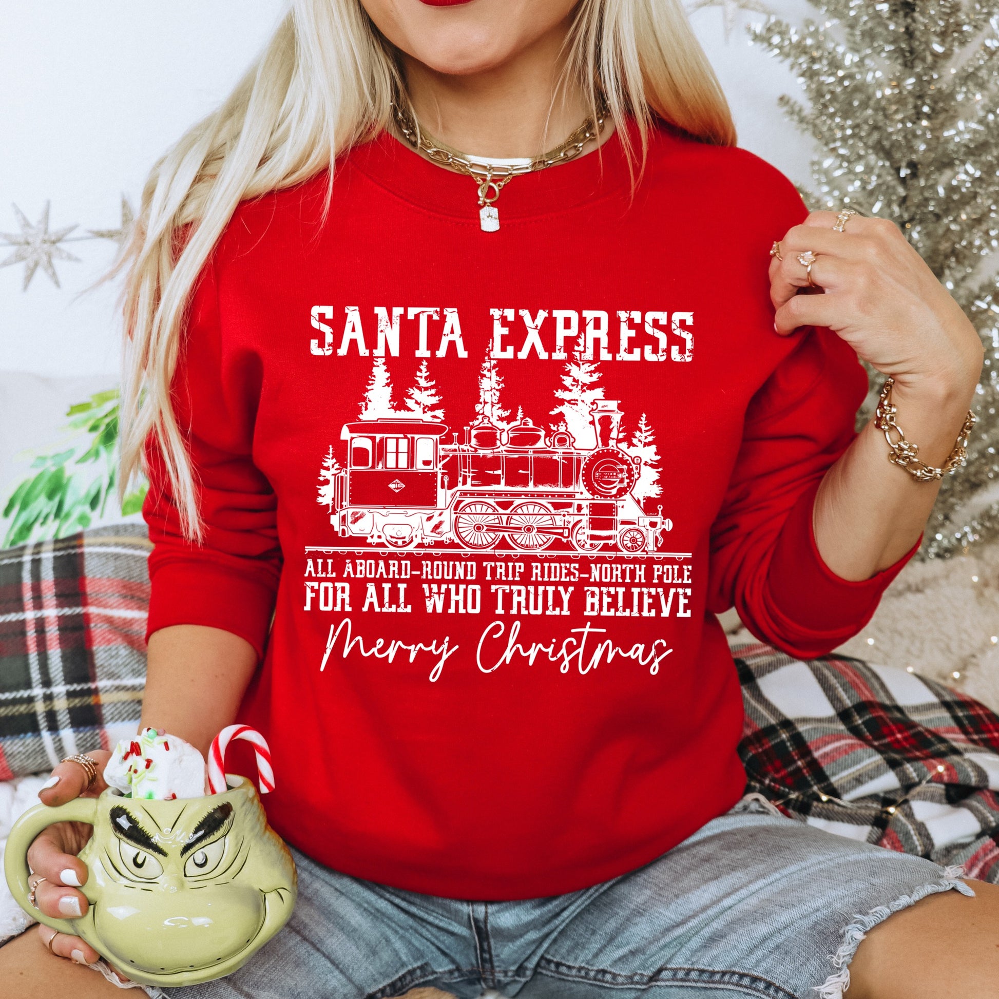 Santa Express Merry Christmas Unisex Crewneck Sweater - Prominent Styles of Sorts- PSS!