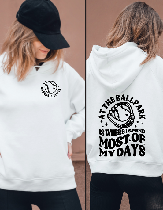 At The Ball Park White Hoodie, Unisex Find Me At the Ball Park