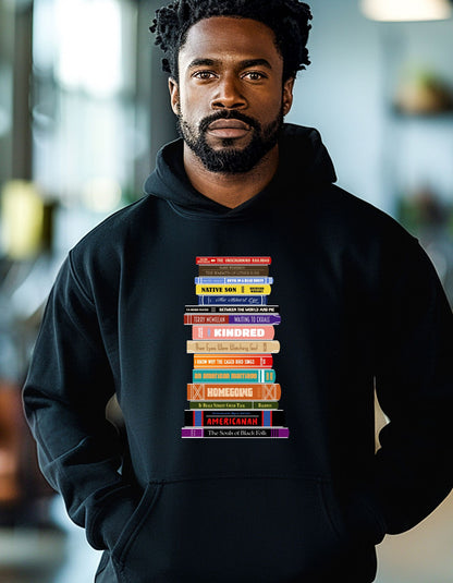 Book Stack African American Authors Hoodie, Black History Drawstring Pullover, Book Lovers Shirt