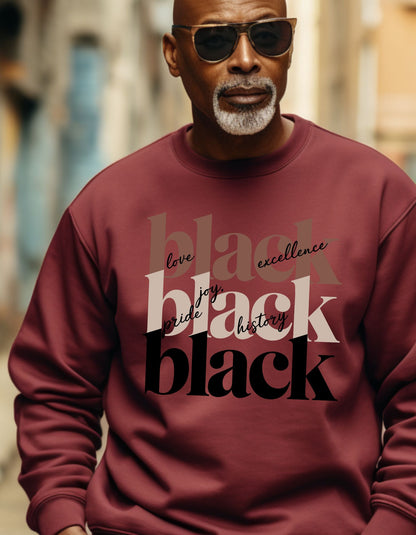 Black Love Joy Excellence Pride Sweatshirt, Coco Brown Black History Comfy Shirt, Shades of Black of Pullover - Prominent Styles of Sorts- PSS!