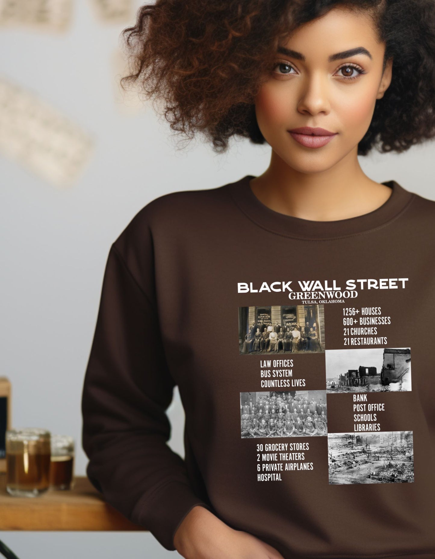 Black Wall Street Black Wear, Black History Crewneck Sweatshirt