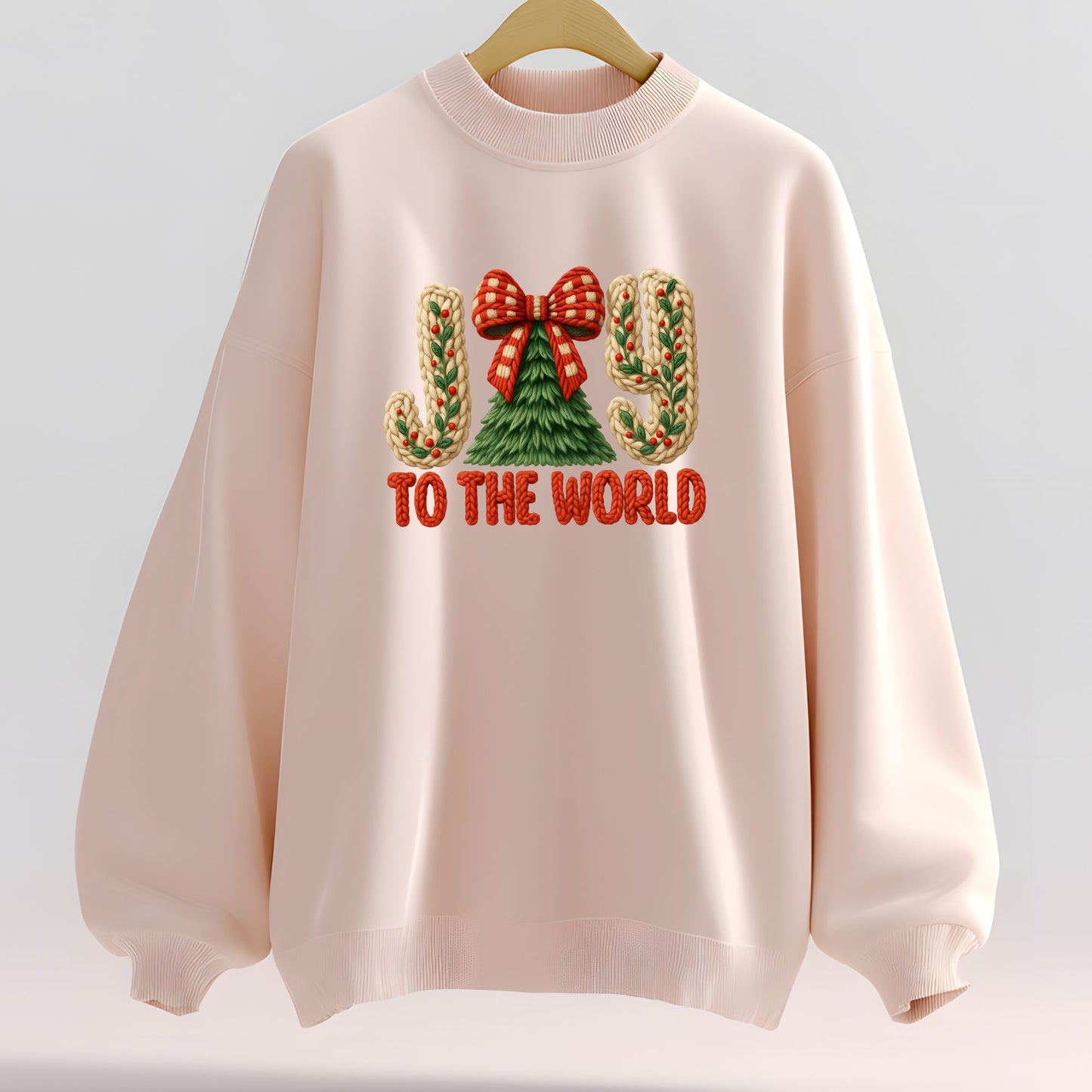 Christmas Joy Sweater, Faux Crochet Joy  Sweatershirt, Ugly Christmas Sweater