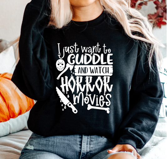 I Just Want To Cuddle Watch Horror...Sweater - Keep Prominent Boutique