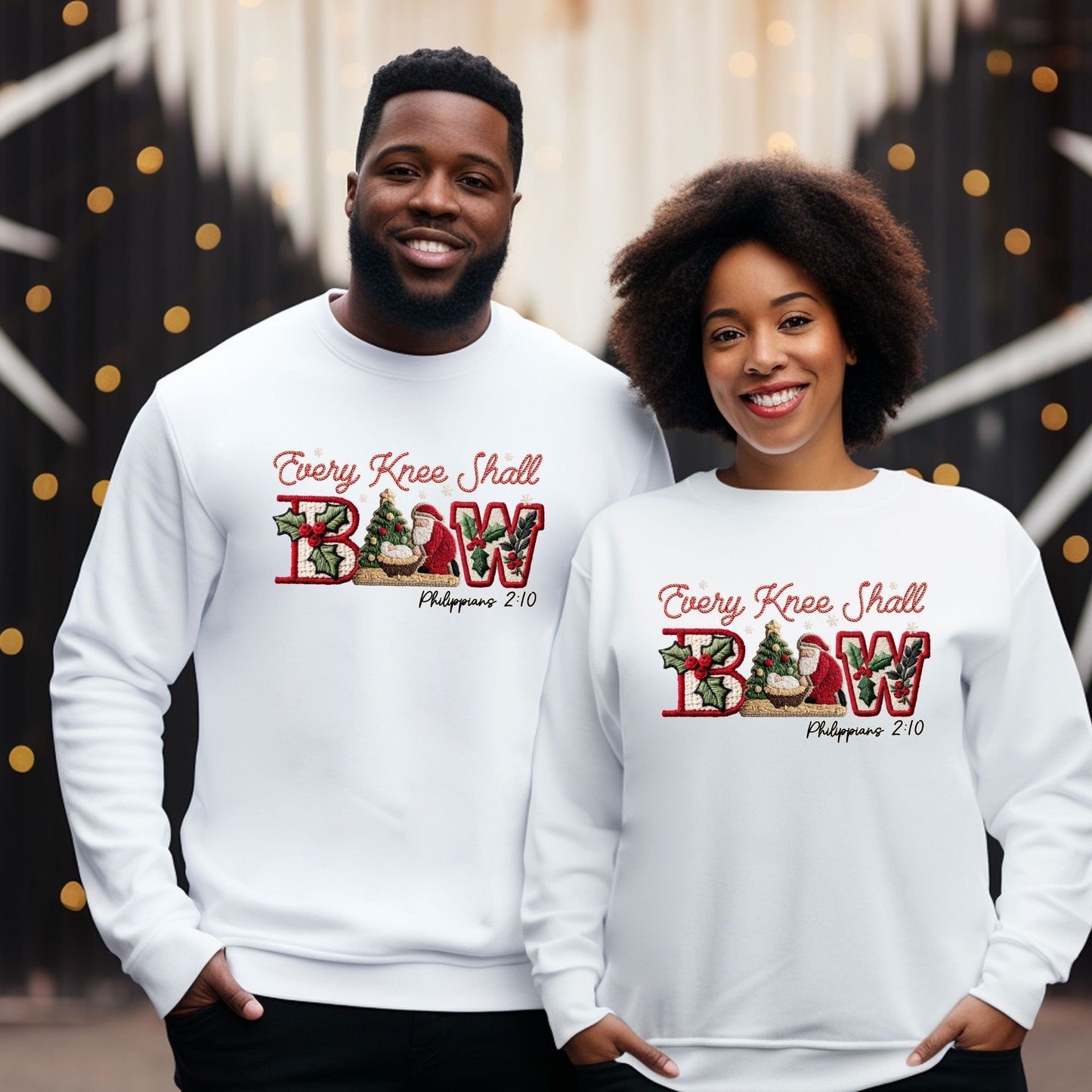 Every Knee Bow Faux Crochet Christmas Sweater, Advent Seasonal Christmas Sweatershirt