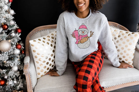 Frosty Snowman Women Cotton Crew neck Sweater - Prominent Styles of Sorts- PSS!
