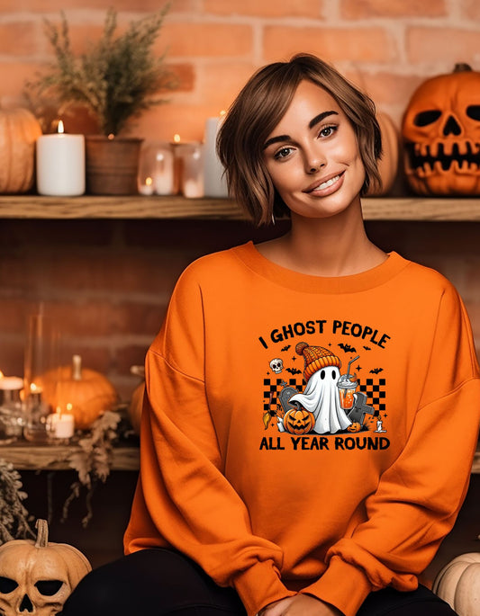 I Ghost People All Year Around Sweatshirt, Unisex Ghost People Crewneck Shirt