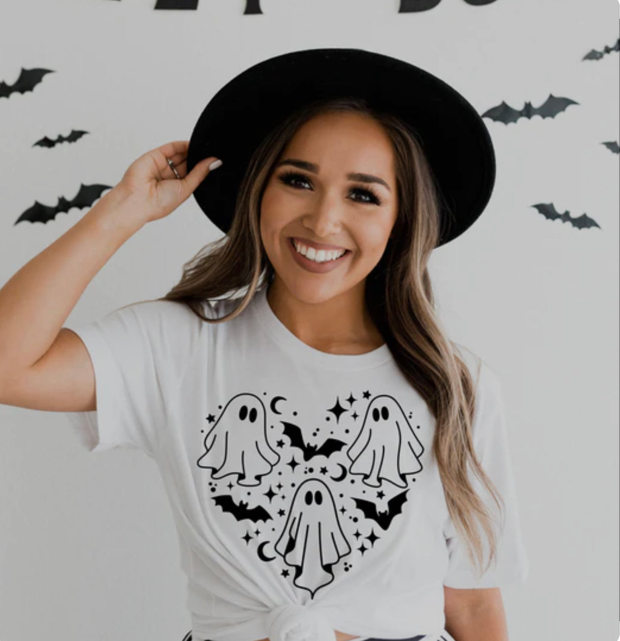 Spooky Ghost Heart-Shaped Unisex T-shirt