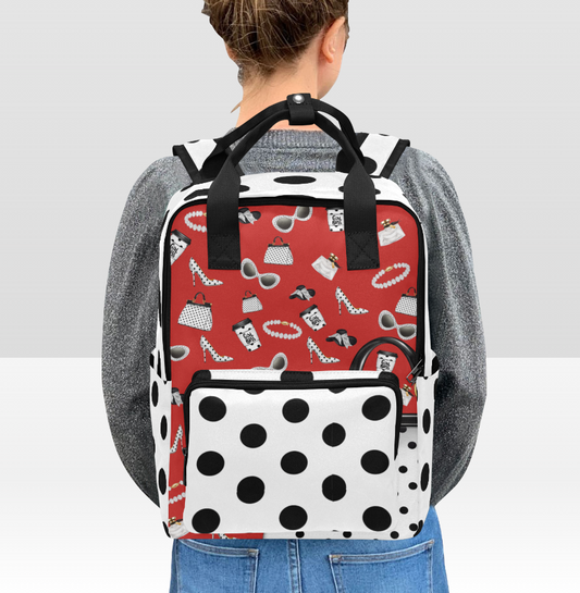Black and White Polka Dot Glam Backpack - Keep Prominent Boutique