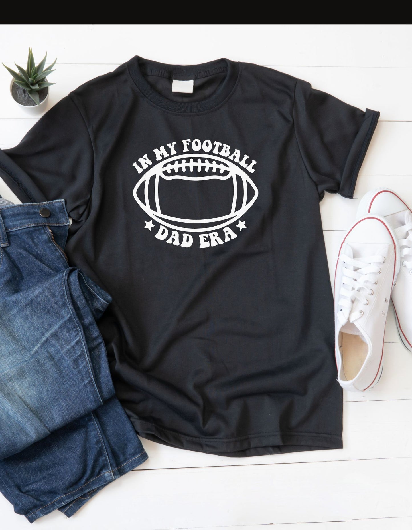 In My Football Dad Era Longsleeve, Black Pocket Print Football Dad Era 100% Cotton Shirt