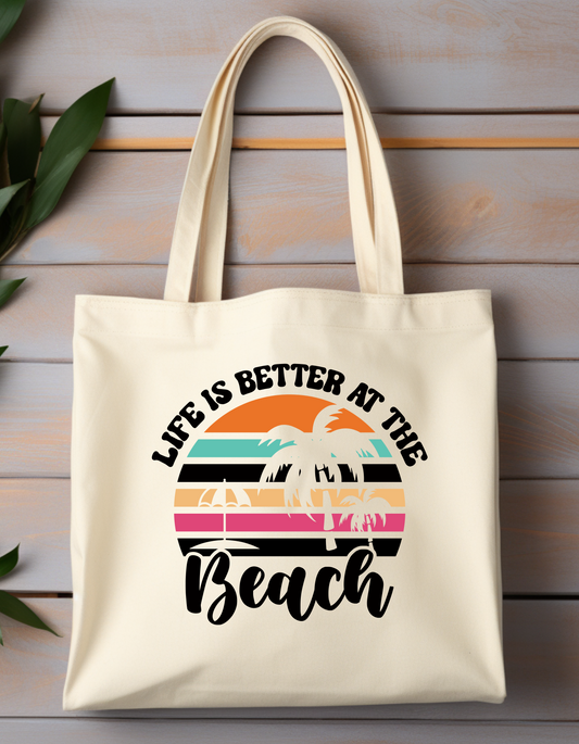 Summer Beach Tote Bag, Reusable Beach Totes, Canvas Beach Bag