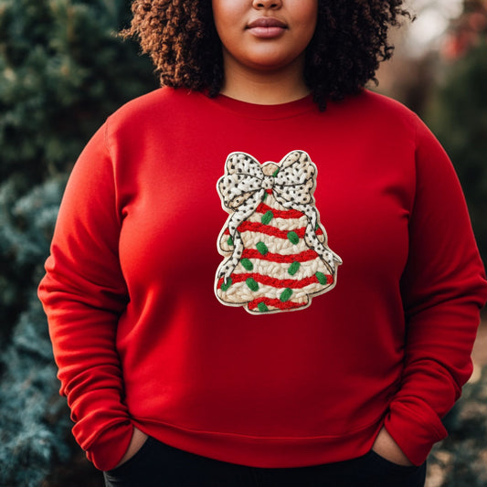 Christmas Tree Snack Faux Crochet Sweater, Ugly Christmas Sweater Faux Tree, Tis The Season