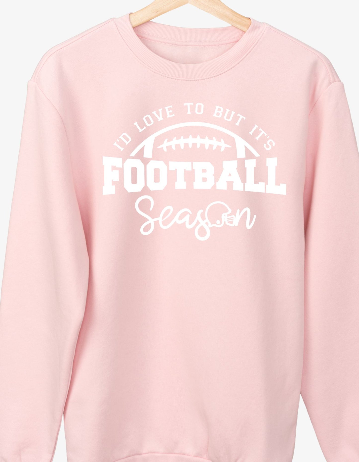 I'd Love Too Football Season Hoodie, Drawstring Comfy Pink Hoodie, Football Season Apparel