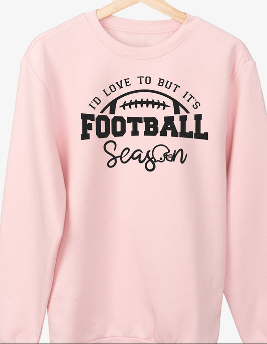 I'd Love Too Football Season Hoodie, Drawstring Comfy Pink Hoodie, Football Season Apparel