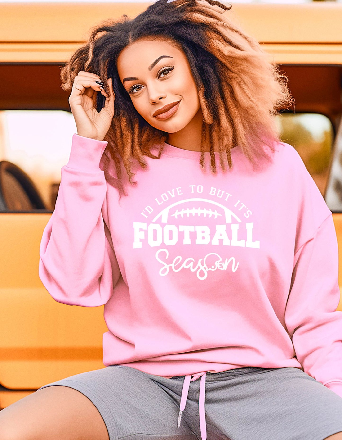 I'd Love Too Football Season Hoodie, Drawstring Comfy Pink Hoodie, Football Season Apparel