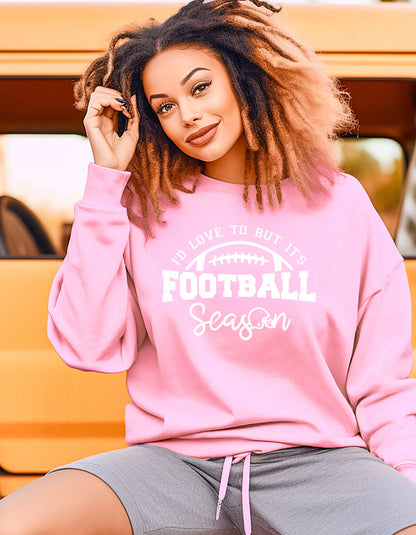 I'd Love Too Football Season Hoodie, Drawstring Comfy Pink Hoodie, Football Season Apparel