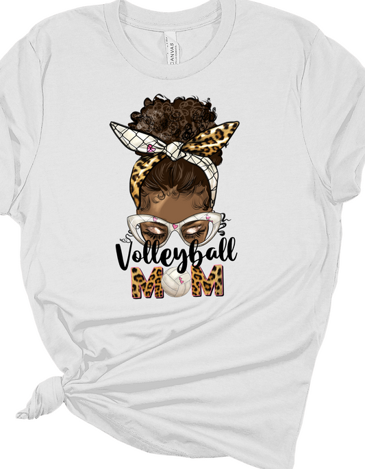 Volleyball Mom Melanin T-shirt, Afro Messy Bun Volleyball Shirt, Sports Mom Unisex Fit