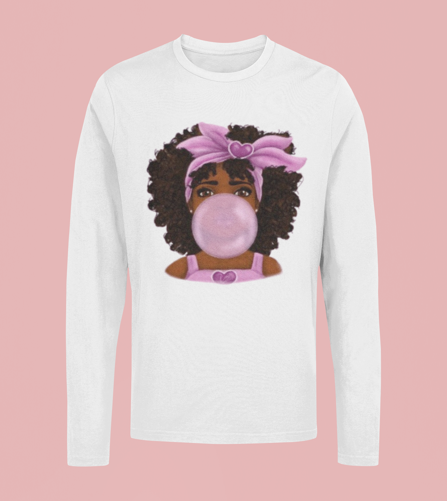 African American Pink Bubble Gum Girl Long Sleeve Shirt - Keep Prominent Boutique