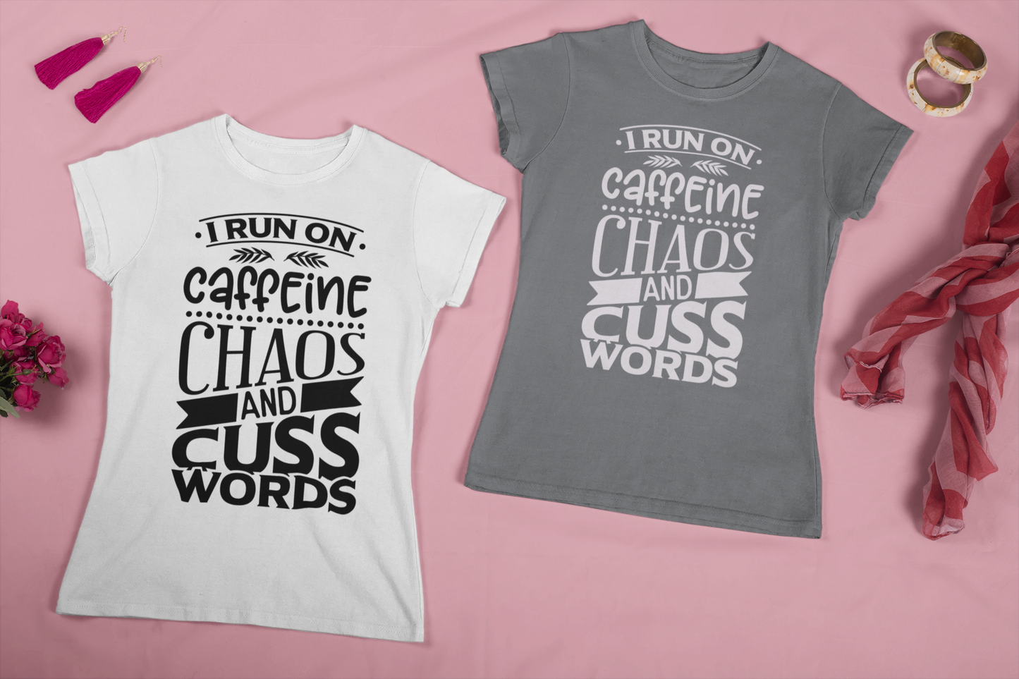 I Run On Caffeine Chaos and Cuss Words T-shirt - Keep Prominent Boutique
